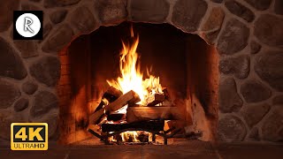 Crackling Fireplace Fire Burning w Snowstorm amp Howling Winds Outside  Relaxing Nature Sounds [upl. by Barrus]