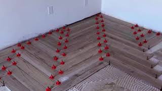 Herringbone Tile pattern 6x36 installation [upl. by Osmond]