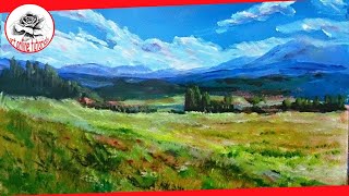 How to Paint a Landscape with acrylics step by step SUBTITLED [upl. by Dosia236]