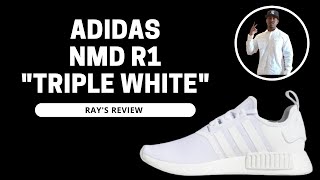 Adidas NMD R1 quotTriple Whitequot Unboxing amp On Feet Review [upl. by Simonsen]