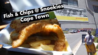 Fish and Chips at Snoekies Hout Bay Cape Town South Africa [upl. by Nosidam846]