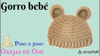 ðŸ§¸Gorro Bebe Orejas de OSO 36M A crochetðŸ§¸Ganchillo Bear hat [upl. by Rubbico]