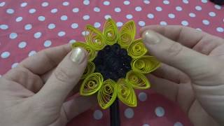 Como hacer un gran girasol de papel  Filigrana Paper quilling sunflower [upl. by Hayn]