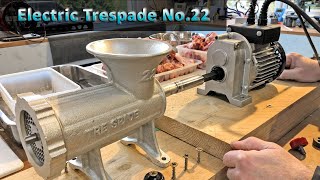 Tre Spade MEAT GRINDER MINCER No 22 Motorised meat grinder  powered [upl. by Mccollum]