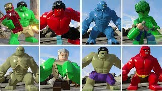 All Hulk Characters in LEGO Marvels Avengers  Transformations [upl. by Adnavoj132]