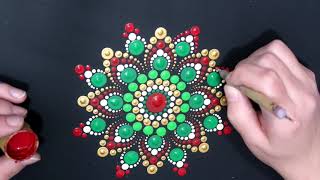 Classic Christmas Colors Step By Step Dot Mandala Tutorial  How To Paint Dot Mandalas Lydia May [upl. by Eelynnhoj]