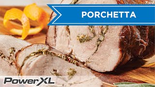 Crispy Porchetta Pork Shoulder  PowerXL Air Fryer Oven Rotisserie Recipes [upl. by Salina]