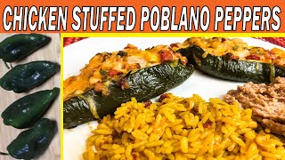 CHICKEN STUFFED POBLANO PEPPERS RECIPE  How To Make Delicious Stuffed Peppers [upl. by Oxford111]