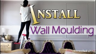 DIY  How To Install Wall Moulding  Molding Trim  Living Room Makeover [upl. by Devitt]