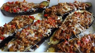 Lamb Mince stuffed Aubergines How to cook video recipe [upl. by Atirabrab]