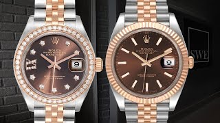 Rolex Datejust 41 and Datejust 28 Steel Everose Gold Chocolate Dial Watches  SwissWatchExpo [upl. by Flessel]