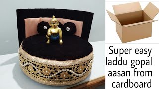 Laddu gopal aasan how to make laddu gopal singhasan from cardboard [upl. by Ydnew840]