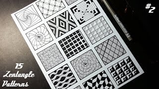 15 Zentangle Patterns  Part 2  Tutorial [upl. by Cynera861]