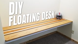 DIY Floating Desk with AWESOME Computer Cable Management  How to  Home Office Makeover Part 1 [upl. by Enitsirk]