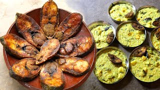 Ilish Vaja Khichuri  Sunday Special Lunch with Podmar Hilsha Fry and Bengali home style Khichuri [upl. by Eleon]