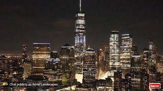 New York City Skyline at Night Live Screensaver HD  Aerial Landscapes Wallpaper HD Live [upl. by Evoy]