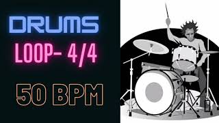 Drums Loop 50 BPM  44  Practice Along Drum Backing Track [upl. by Atilrac]