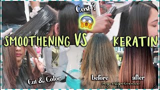 Smoothening vs Keratin Hair Treatment  My Experience  Cost Procedure amp New Colour ThatQuirkyMiss [upl. by Asseram]