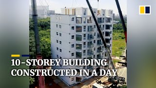 10storey residential building in China constructed in a day [upl. by Dlared372]