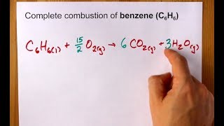 Complete Combustion of Benzene C6H6 Balanced Equation [upl. by Aldarcy174]