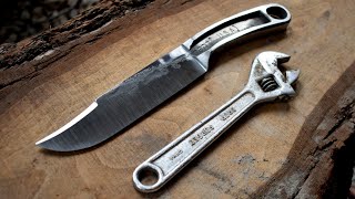 Forging a BOWIE KNIFE from a broken crescent wrench [upl. by Naibaf69]