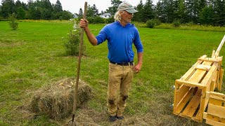 The Human Hay Baler Jim Kovaleski Demonstrates His Custom  Manual Baler [upl. by Bollen]