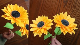 Easy Way To Make Beautiful Paper Sunflower  Paper Craft  Paper Flower  DIY Home Decor [upl. by Bartholemy]