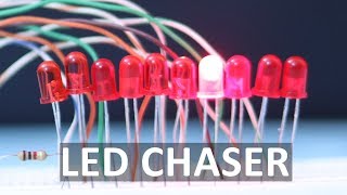 LED Chaser Circuit Using 4017 and 555 IC Breadboard Tutorial  Electronics [upl. by Orpha]