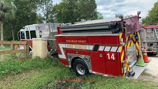 Fire Truck Crashes At House Fire [upl. by Nylzaj296]