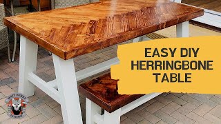 Easy DIY herringbone table from “Banana” wood [upl. by Ennaitak]