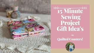 15 Minute Easy Sewing Projects  Easy Quilted Coasters Tutorial Vlog [upl. by Carling31]