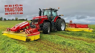 Big Massey Ferguson 8737 amp PÖTTINGER NOVACAT V10 Hay Mower [upl. by Akeirahs]