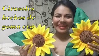 Como hacer girasoles de goma eva sin moldes [upl. by Halda277]