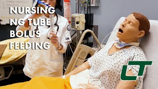 Nursing NG Tube Bolus Feeding Demonstration [upl. by Anglim]