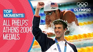 Michael Phelps  All Medal Races from Athens 2004  Top Moments [upl. by Leizo]