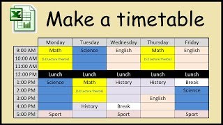 How to make a timetable in Excel [upl. by Cutlip]